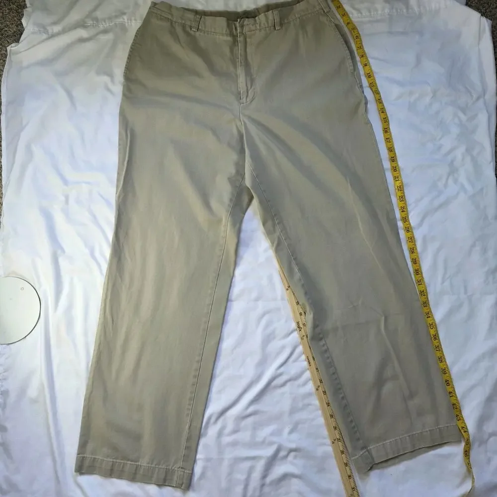 Vtg J.Crew Men Made In Hong Kong Chino Pants 38x34 100% Cotton Tall Ykk Khaki